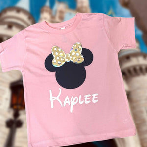 Minnie Mouse Inspired Pink & Gold Matching Family Vacation/Birthday T-shirts